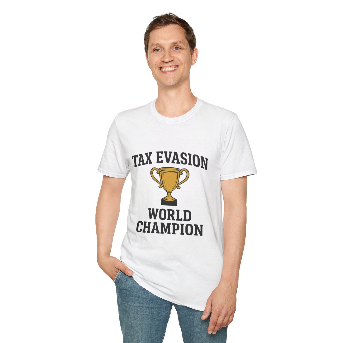 Tax Evasion World Champion Unisex T-Shirt, Funny Tees, Gift for Accountants, Humor Shirt, Tax Day Celebration, Quirky Statement Tee
